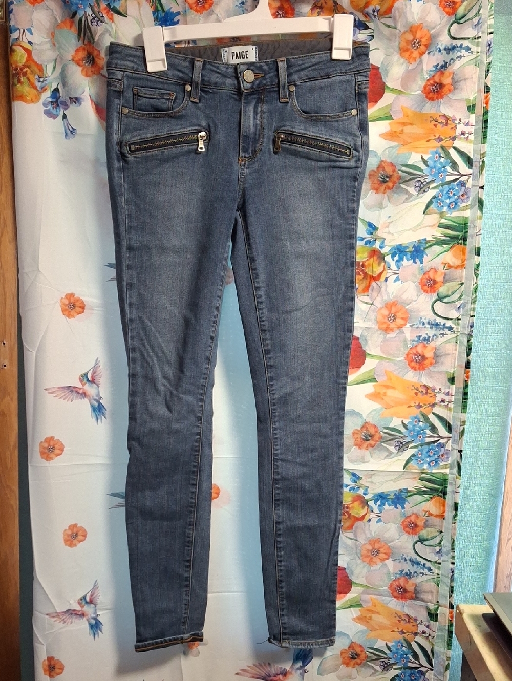 PAIGE Women's Skinny Zipper-Accent Jeans  Size 27 Indio Zip